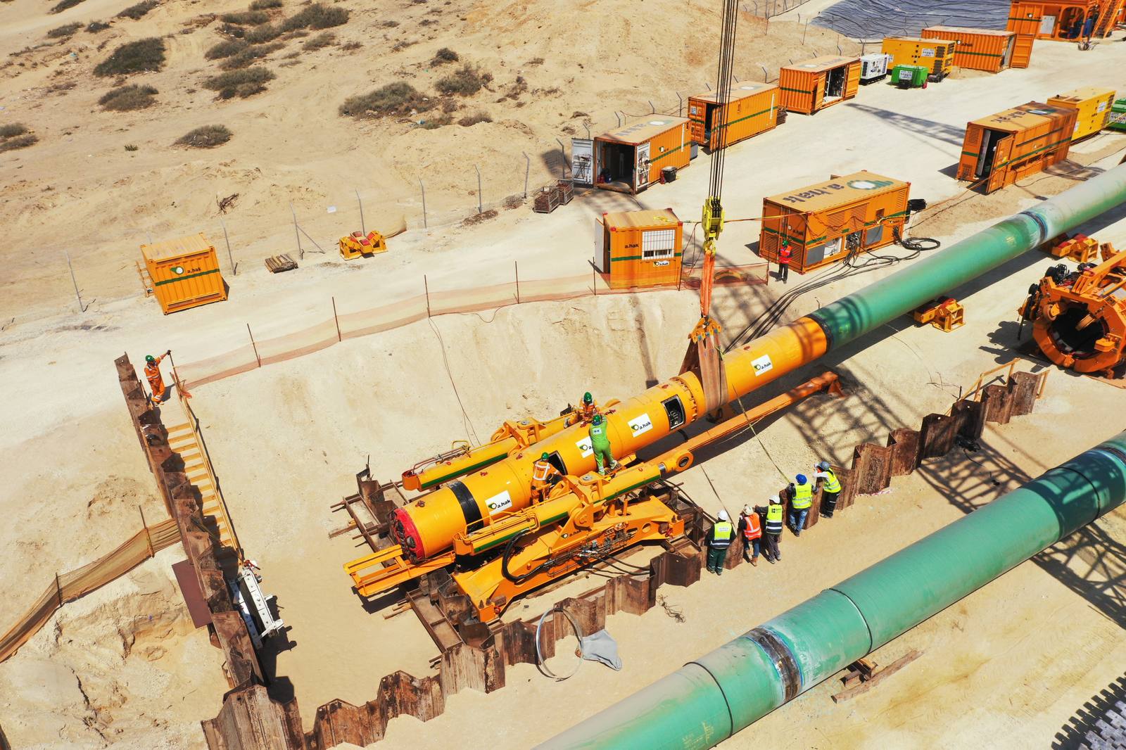 TBM assembly for the HDD crossing — Ashdod landfall