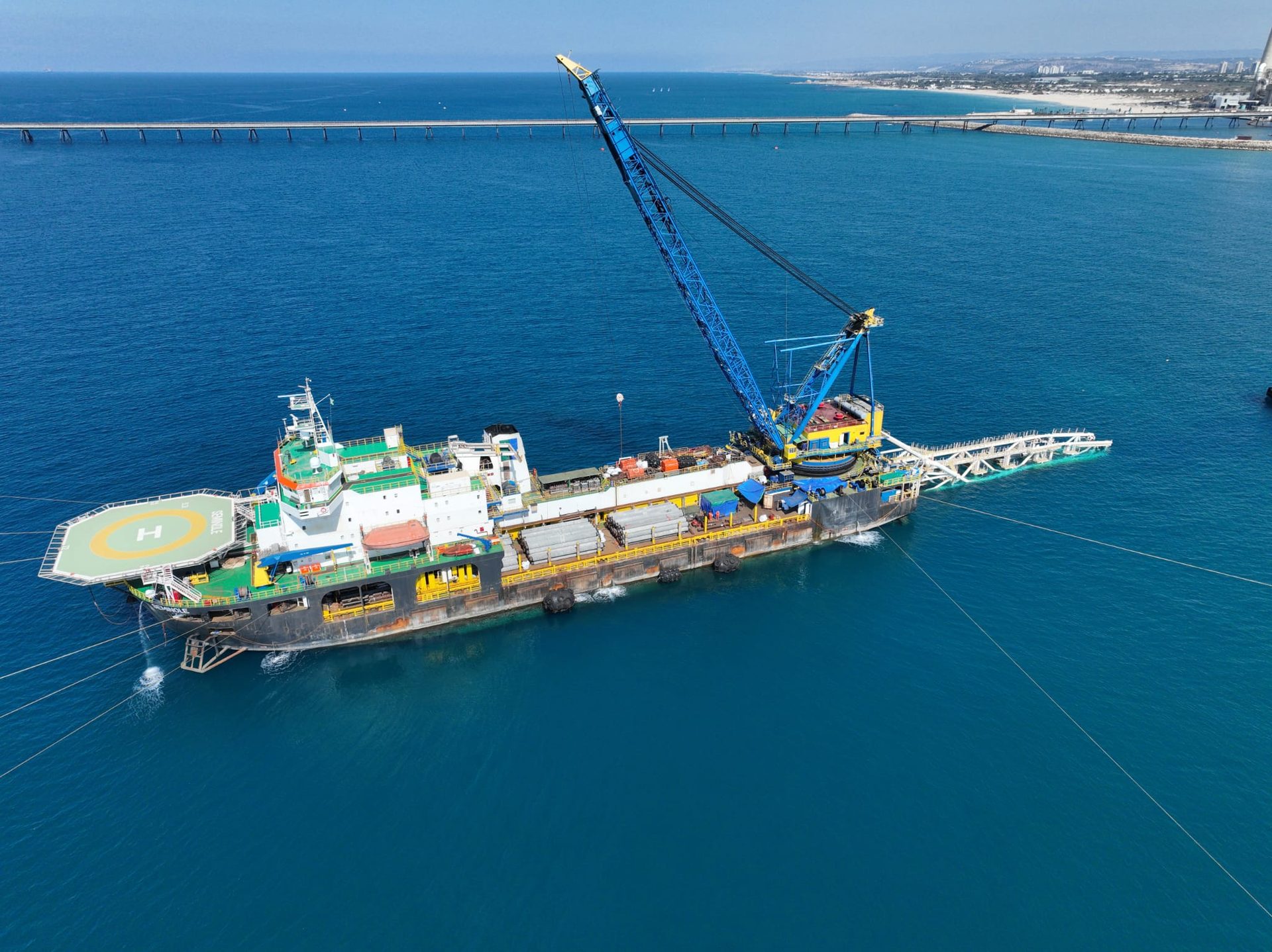 Pipelay vessel Seminole during HHTP project — offshore Israeli waters